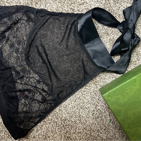 Black lace bralette with ribbon halter tie 🖤 Hanky Panky After Midnight - Picture 1 of 13